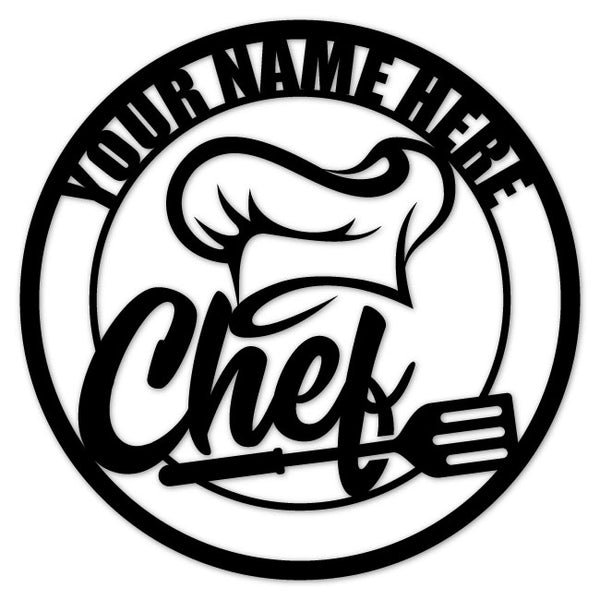 Ktchen Metal Wall Decor With Chef Hat, add Custom Name | artzyshack.com