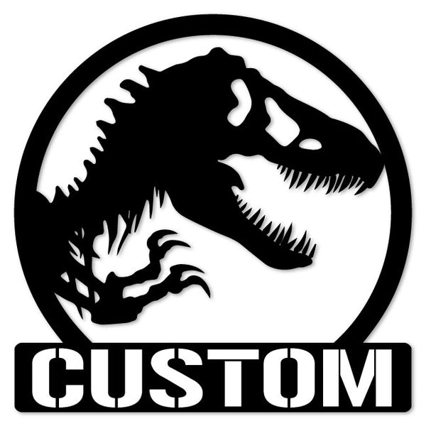Custom Dinosaur Monogram Metal Wall Art - T-Rex with Personalized Name | artzyshack.com