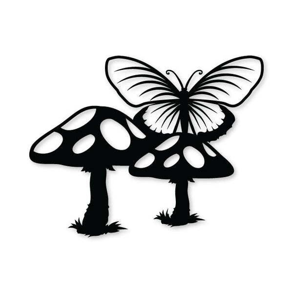 Metal Decor with Butterfly and Mushrooms | artzyshack.com