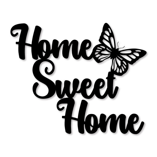 Home Sweet Home With Butterfly Metal Wall Sign | artzyshack.com