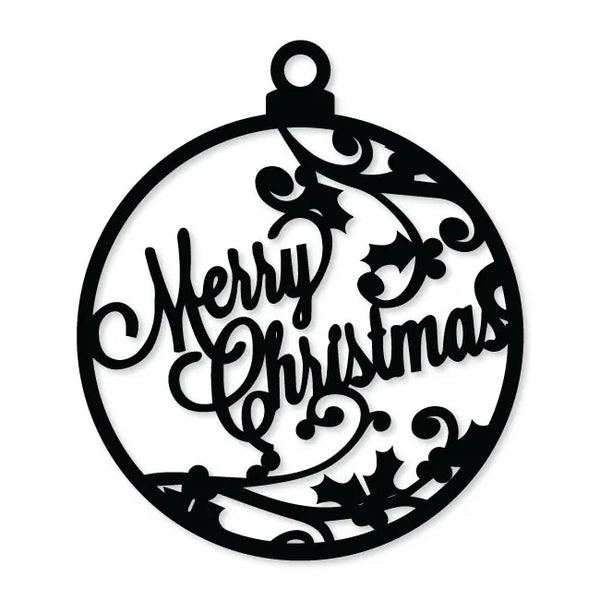 Christmas Metal Wall Art Ball with Merry Christmas | artzyshack.com