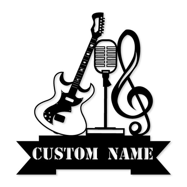 Metal Art Wall Decor Music with Guitar, Mic & Sound Bar | artzyshack.com