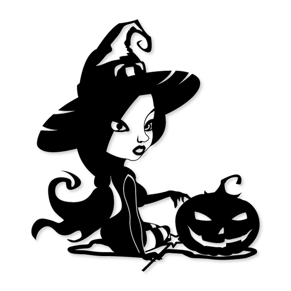 Halloween Metal Wall Art Decor with Pretty Witch with Wand | artzyshack.com