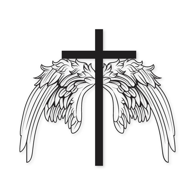 Metal Decor with Wings and Cross | artzyshack.com