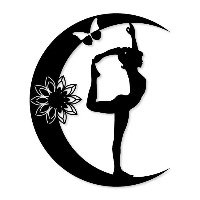 Metal Décor Wall Art Yoga Pose Flower in Half Moon | artzyshack.com