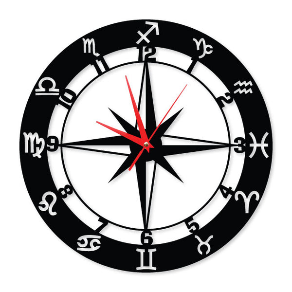 Metal Art Zodiac Round Clock with Red Hands | artzyshack.com